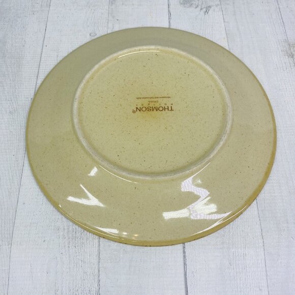 Thomson Pottery Green Swirl Speckle Brown Stoneware Dinner Plate Set of 4 - Picture 10 of 15